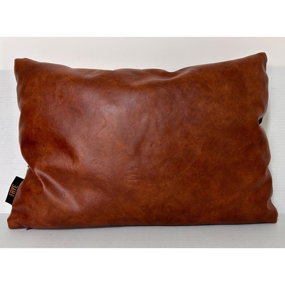 Frye Pillow Woven Brown Faux Leather  14" x 20" Rectangular Lumbar EUC - Picture 2 of 6